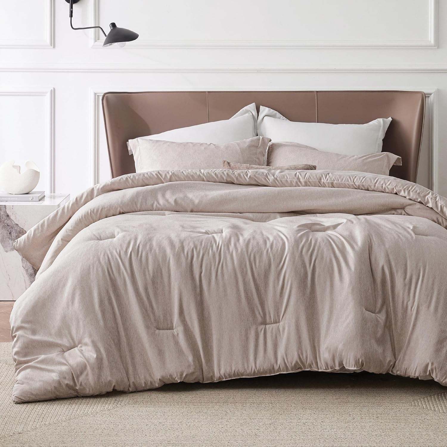 Bedsure Queen Comforter Set - Warm Taupe Soft Bedding for All Seasons