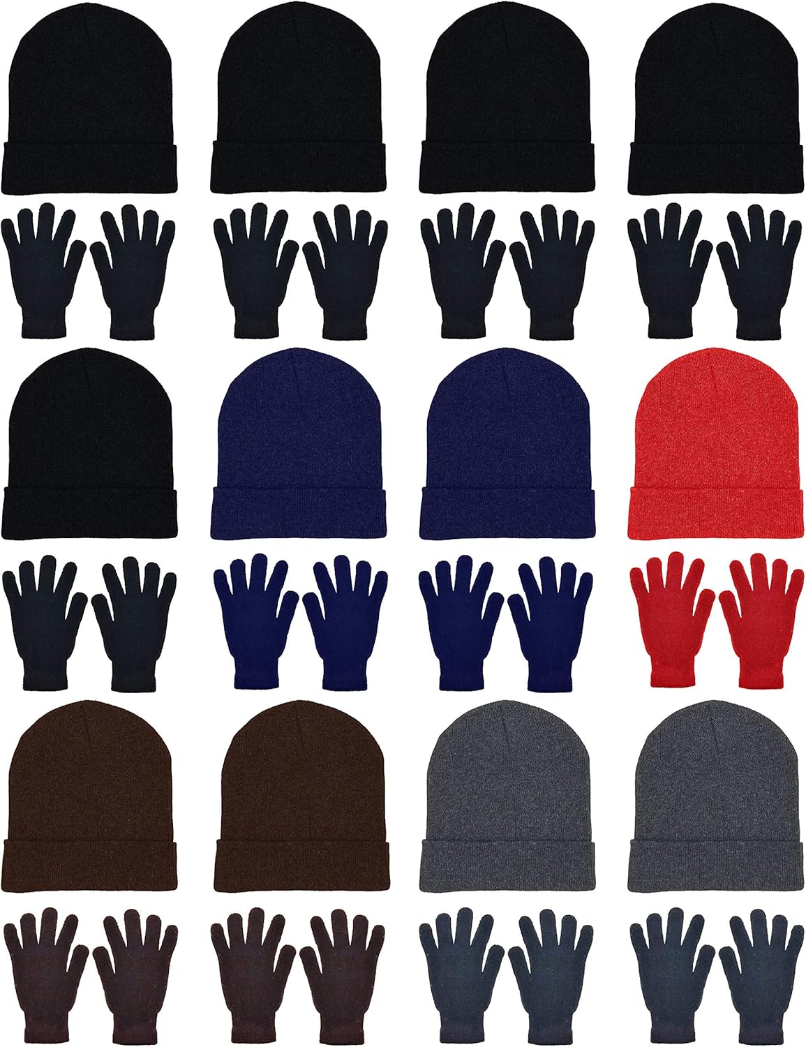 Warm Winter Essentials: 24x Beanies & Gloves Combo Pack
