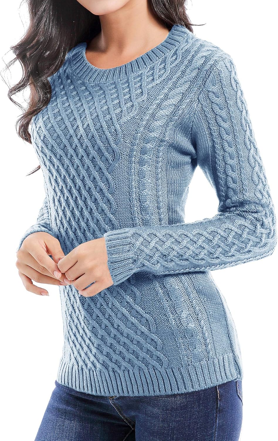 Stylish Crew Neck Knit Stretchable Long Sleeve Sweater Jumper
