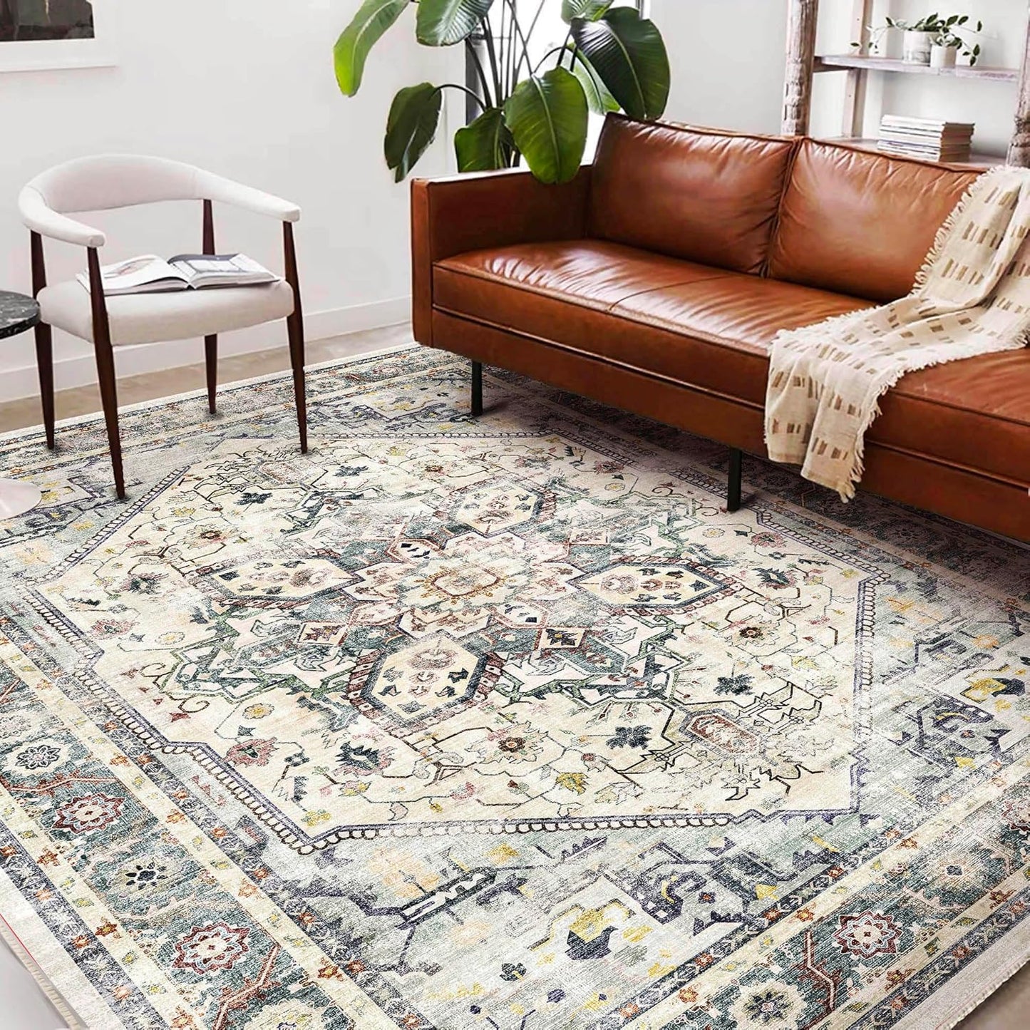 Vintage Traditional Area Rug 6ftx9ft for Living Room and Bedroom