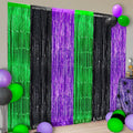 Green Black and Purple Foil Fringe Curtain XL - Halloween Backdrop