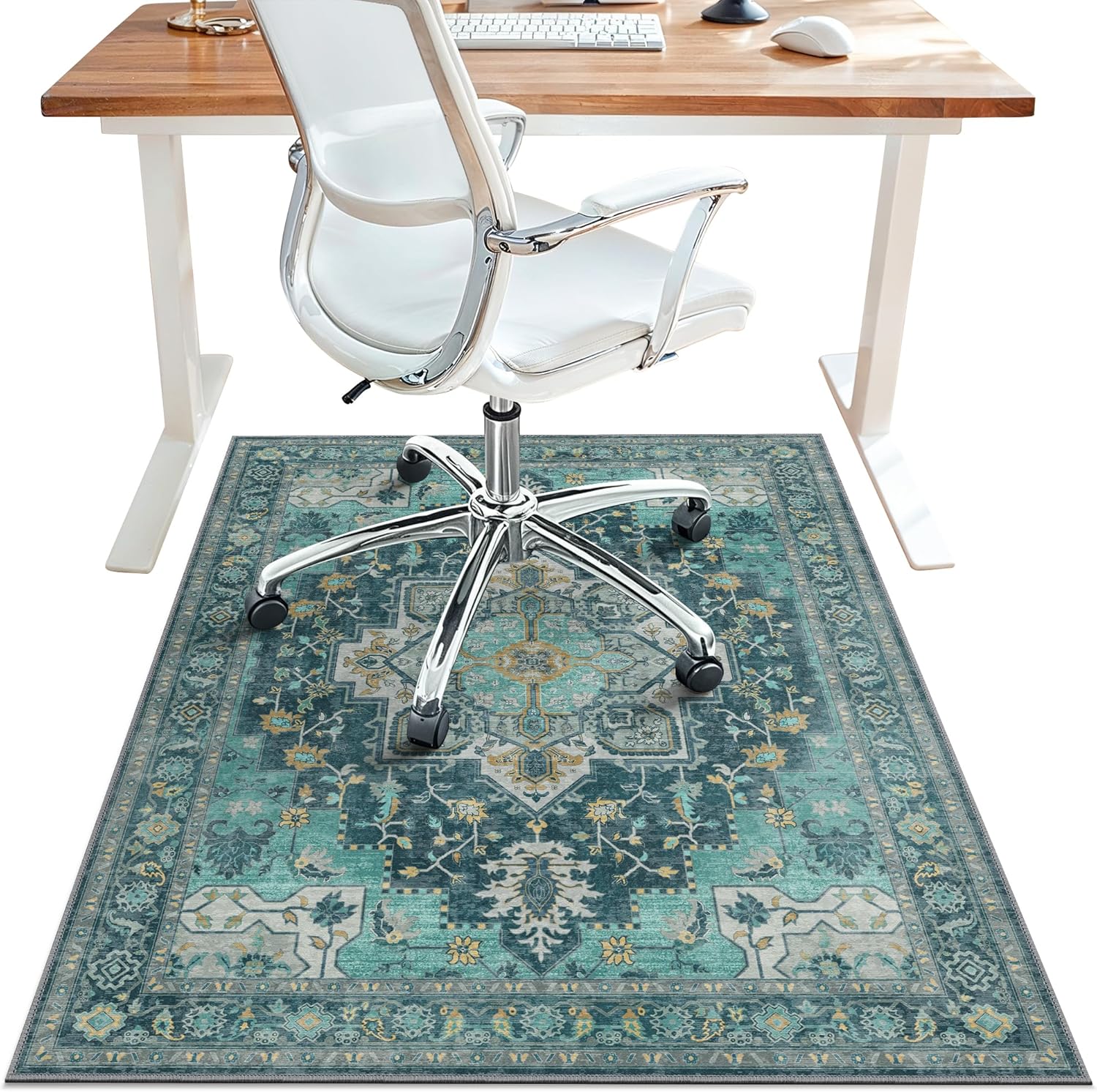 48x60 Office Chair Mat for Hardwood Floors, Vintage Design