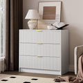 White Fluted Dresser 32 in Nightstand with 3 Drawers - Timeless Look