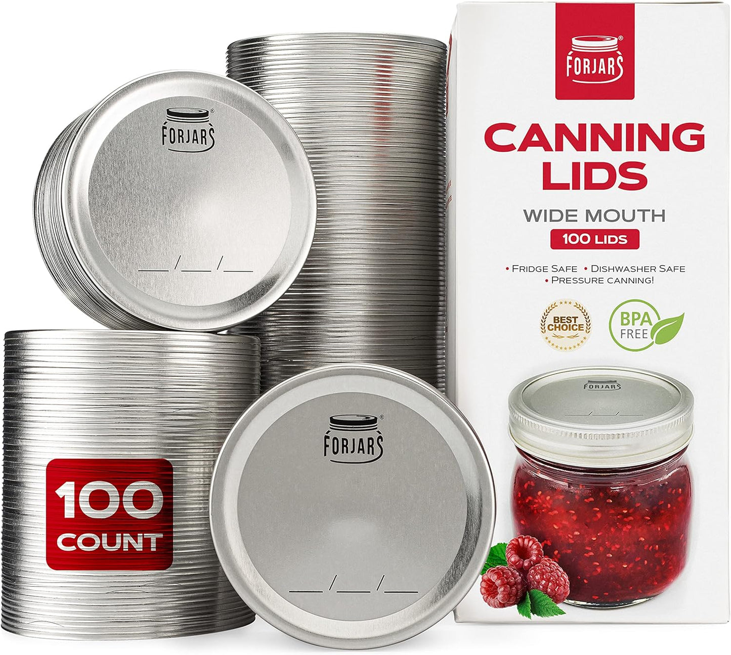 FORJARS Wide Mouth Canning Lids for Airtight Food Storage