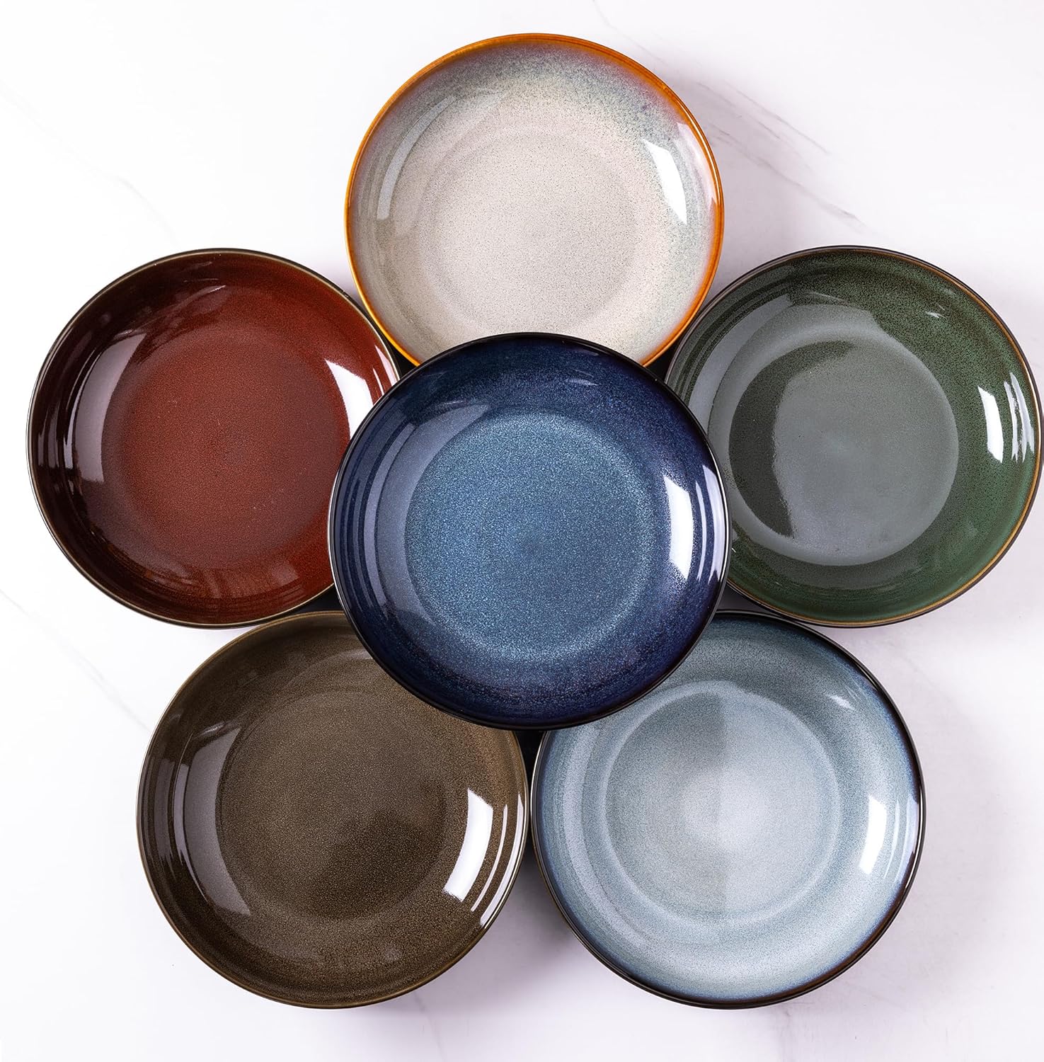 LERATIO Large Pasta Bowls Set of 6, 9in Ceramic Bowls