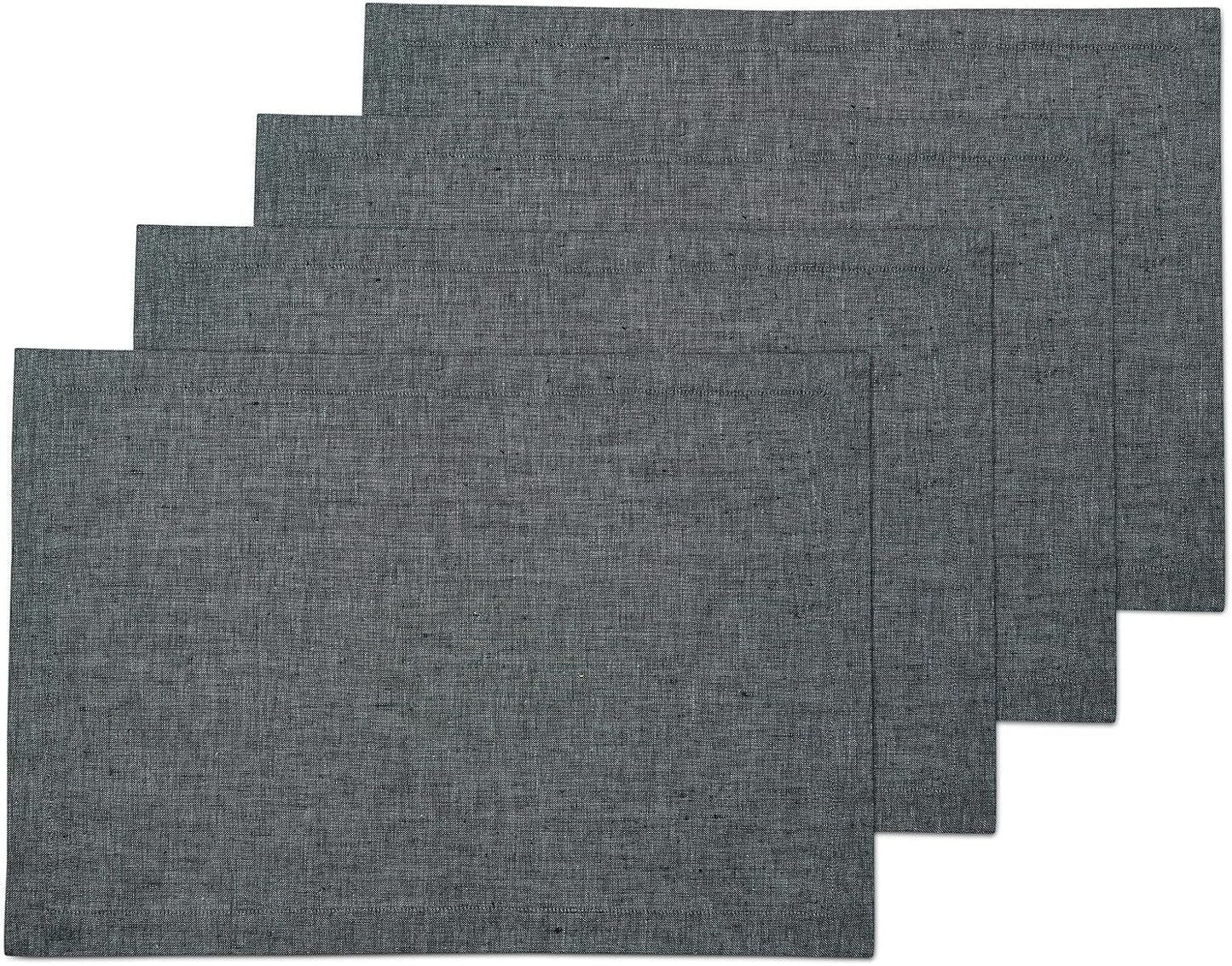 Charcoal Grey Linen Placemats Set of 4 - 100% Pure Linen