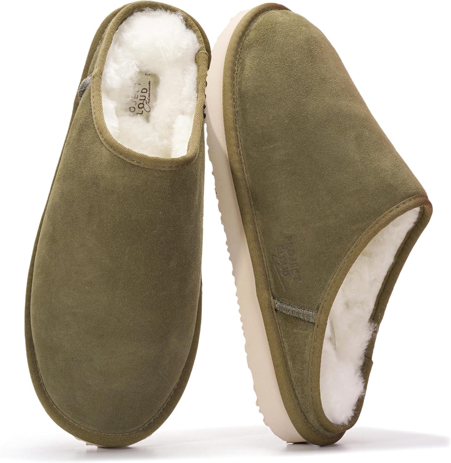 Project Cloud Mens Slippers with Genuine Leather & Shearling