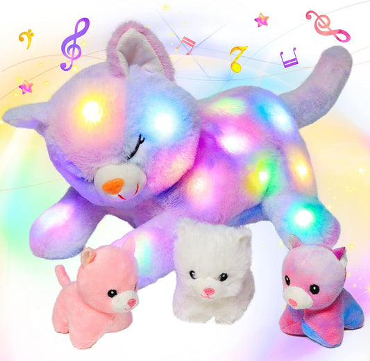 Hopearl LED Musical Stuffed Cat Toy - Soothing Lullabies!