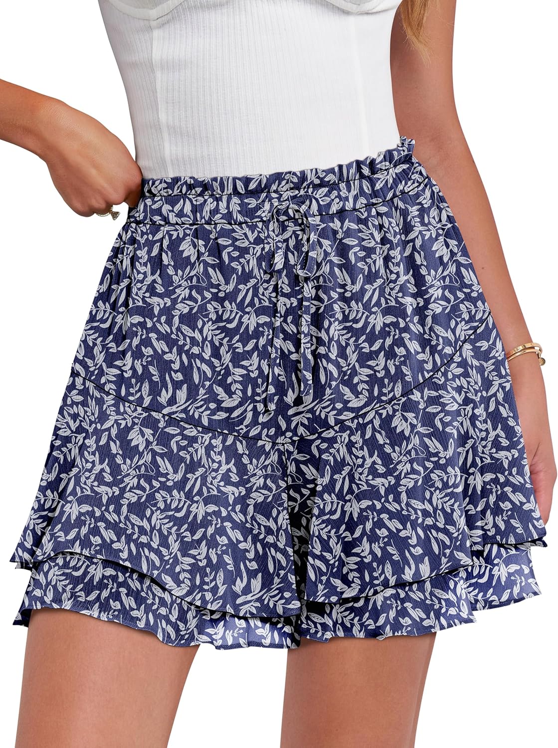 Caracilia Skorts for Women - Trendy Floral Ruffle Mini Skirts