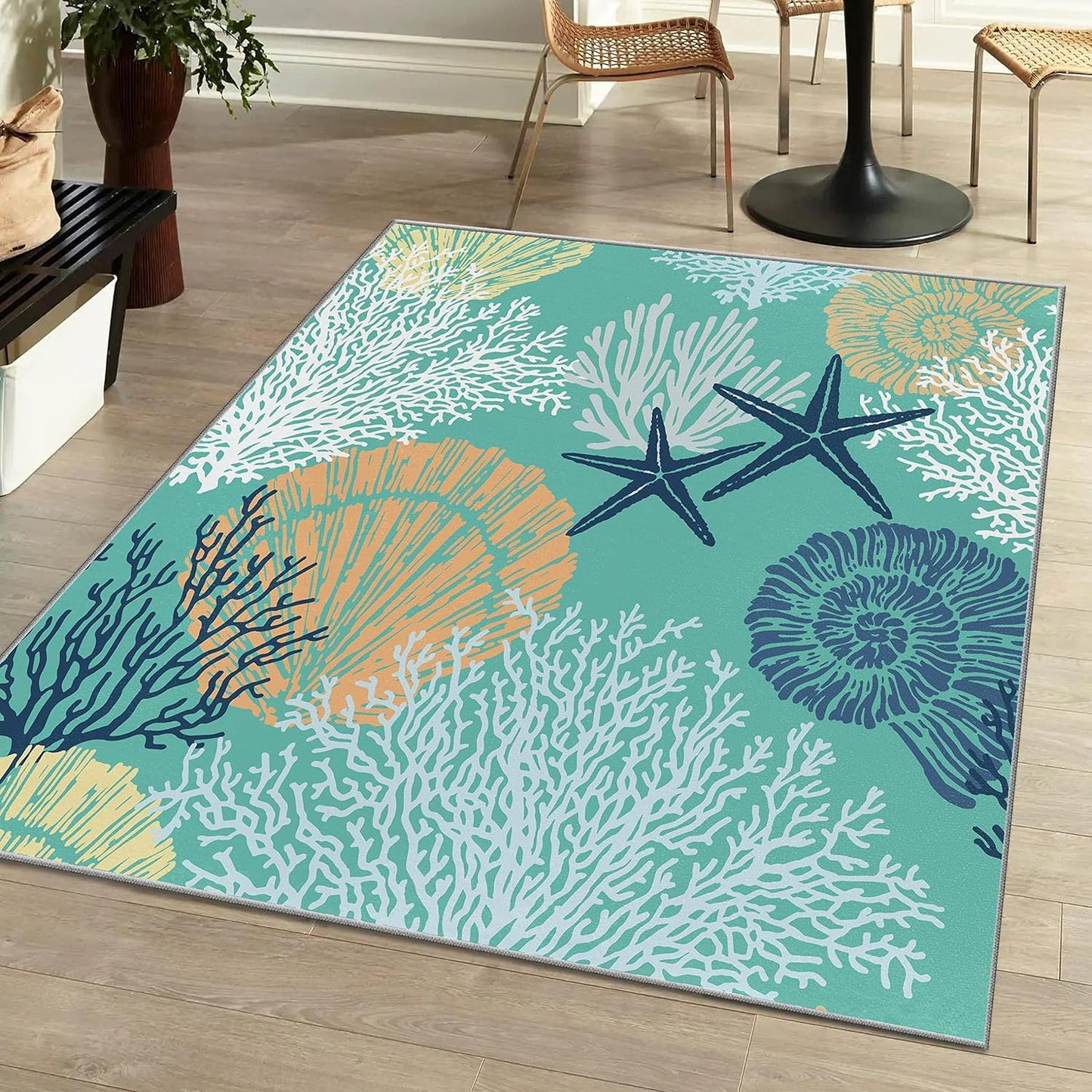 Tritard Coastal Area Rugs Nautical Beach Themed Non-Slip 8x10