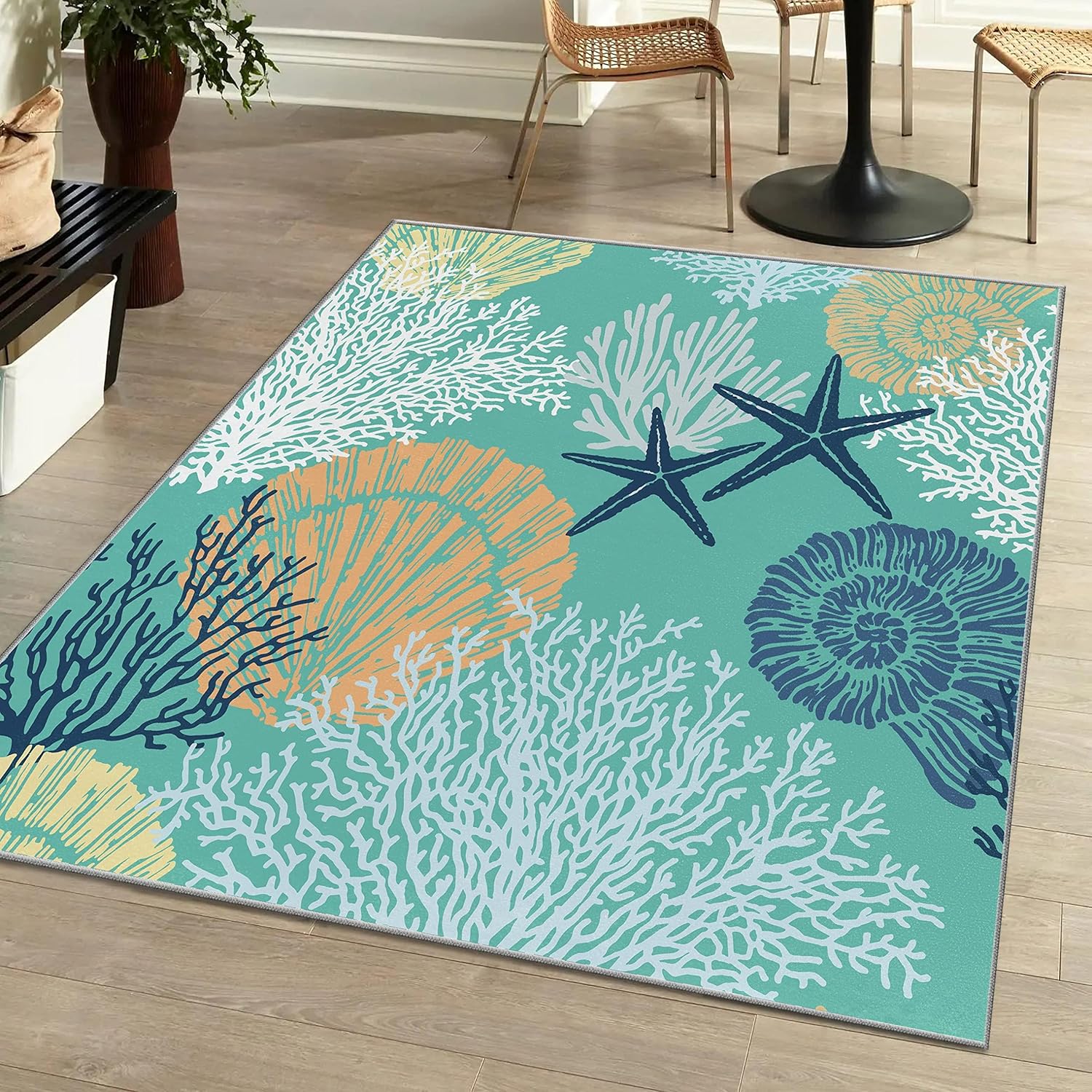 Tritard Coastal Area Rugs Nautical Beach Themed Non-Slip 8x10