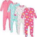 Baby-Girls 4-Pack Footed Pajamas - Snug Fit Safe Sleepwear
