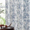 Linen Floral Curtains for Living Room 84 in Length - Light Filtering
