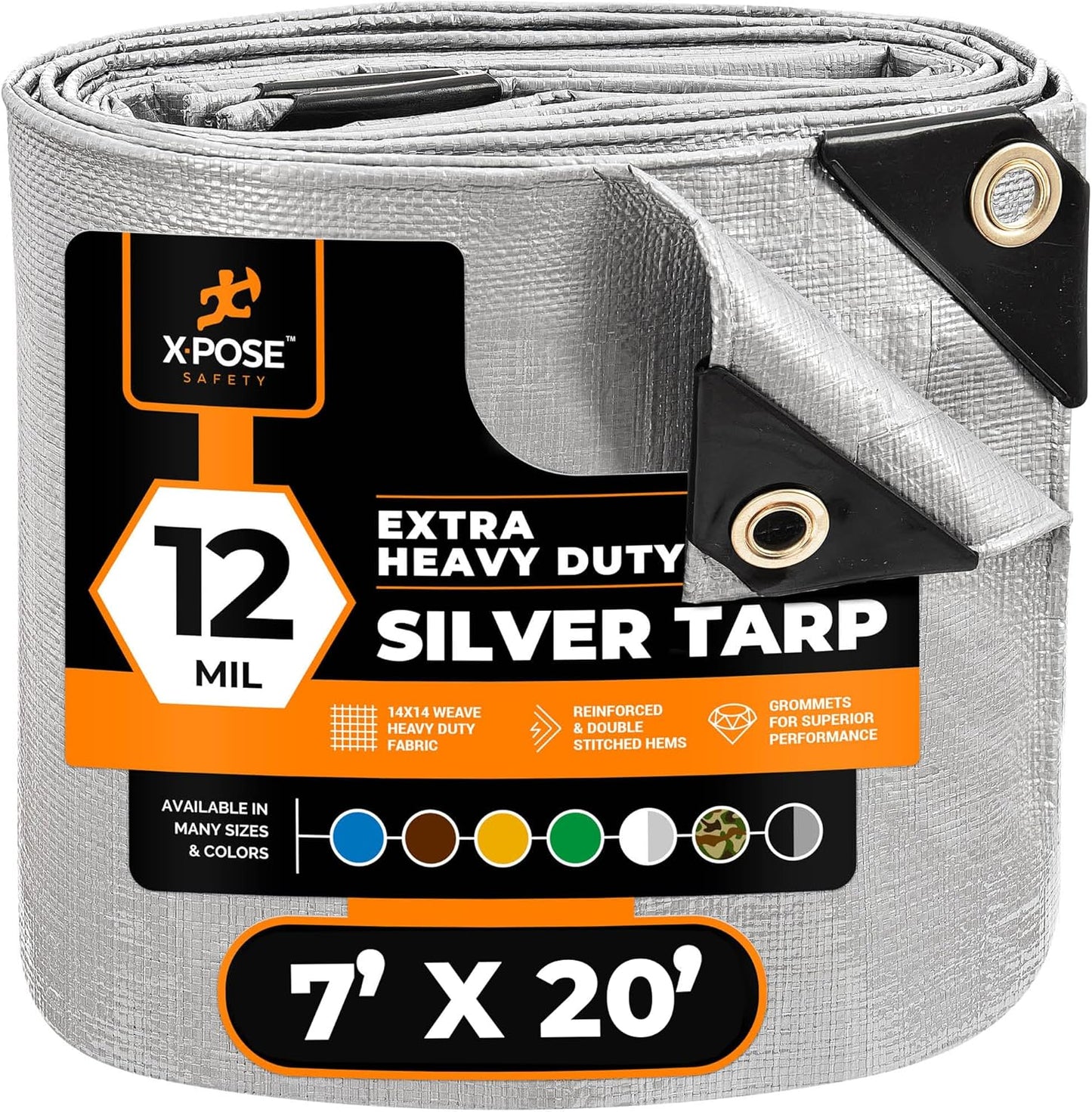 Heavy Duty Silver Poly Tarp 7ft X 20ft - Durable Waterproof Cover