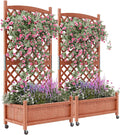 29.5in x 13in x 61.5in Wood Planter Box With Trellis - Mobile Raised