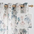 MYSKY HOME Floral Curtains for Living Room - Semi Sheer Drapes