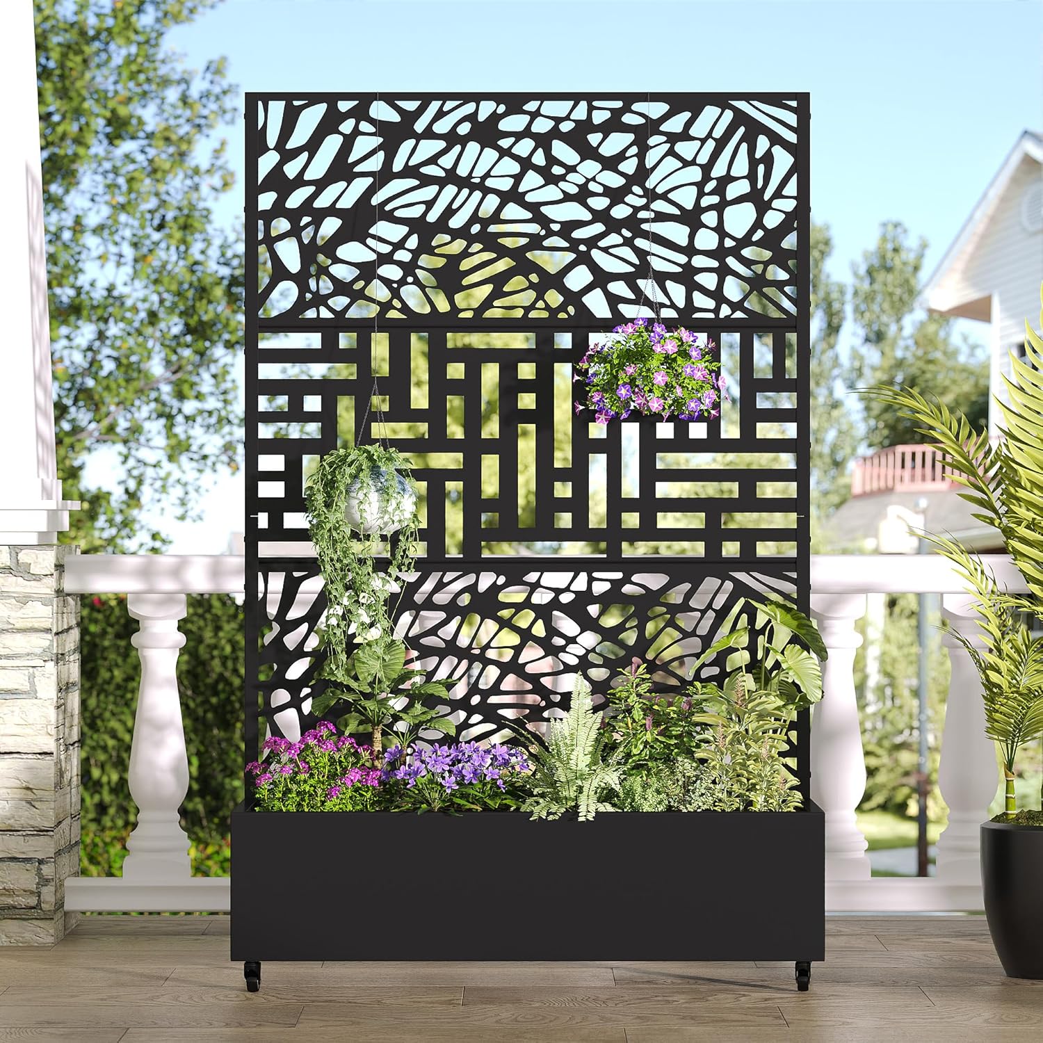 Casaphoria Metal Raised Garden Bed with Trellis and Wheels