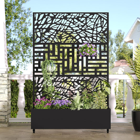 Casaphoria Metal Raised Garden Bed with Trellis and Wheels