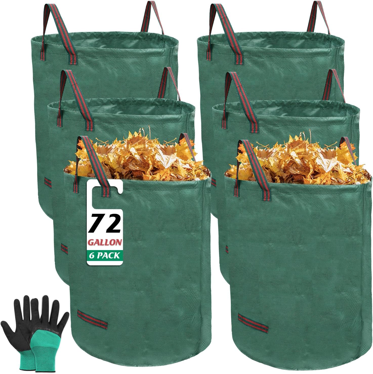 72 Gallon Reusable Garden Waste Bags with Heavy Duty Handles