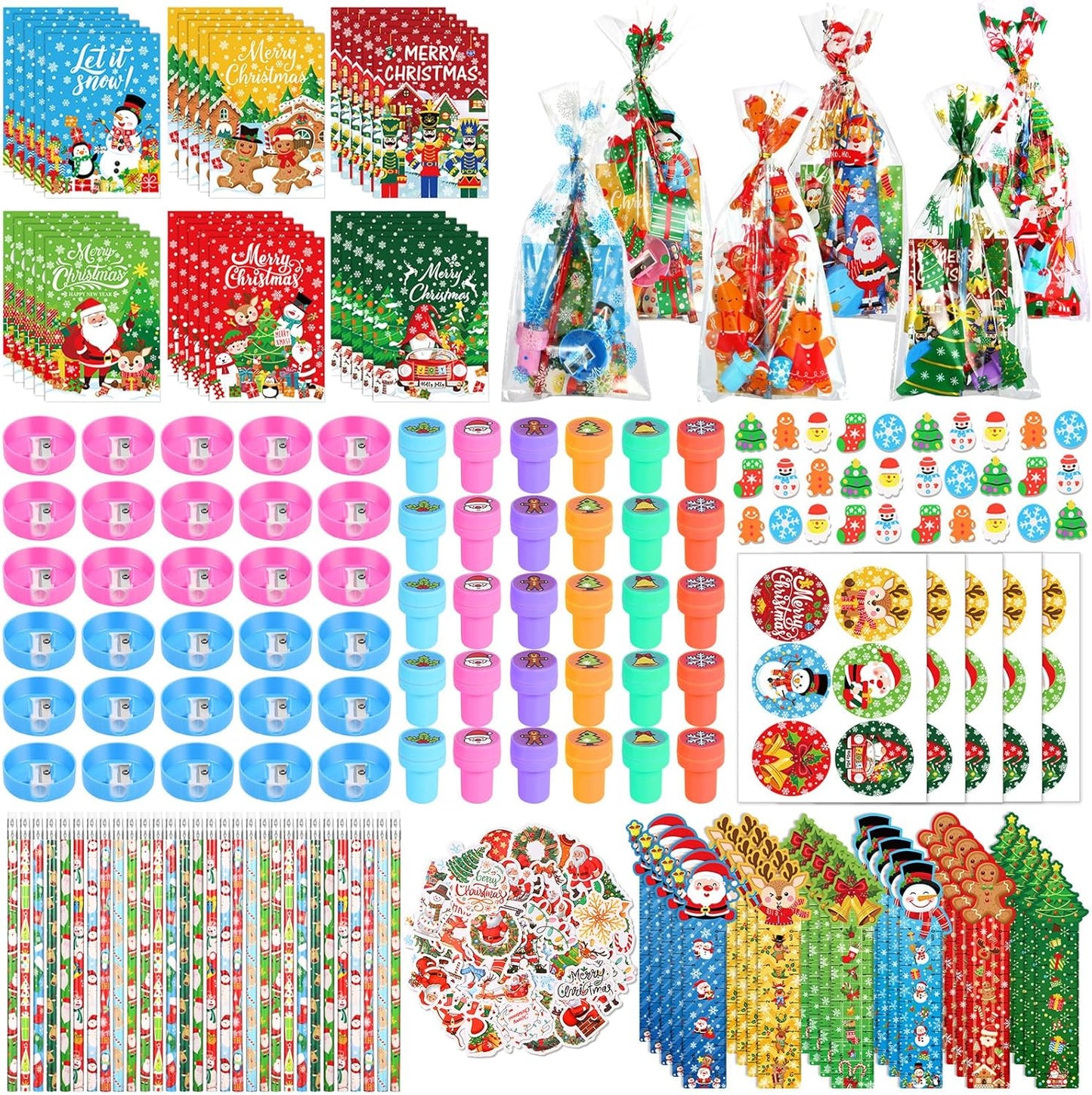 Christmas Stationery Party Favors Bundle - 340 Pcs for Festive Fun!