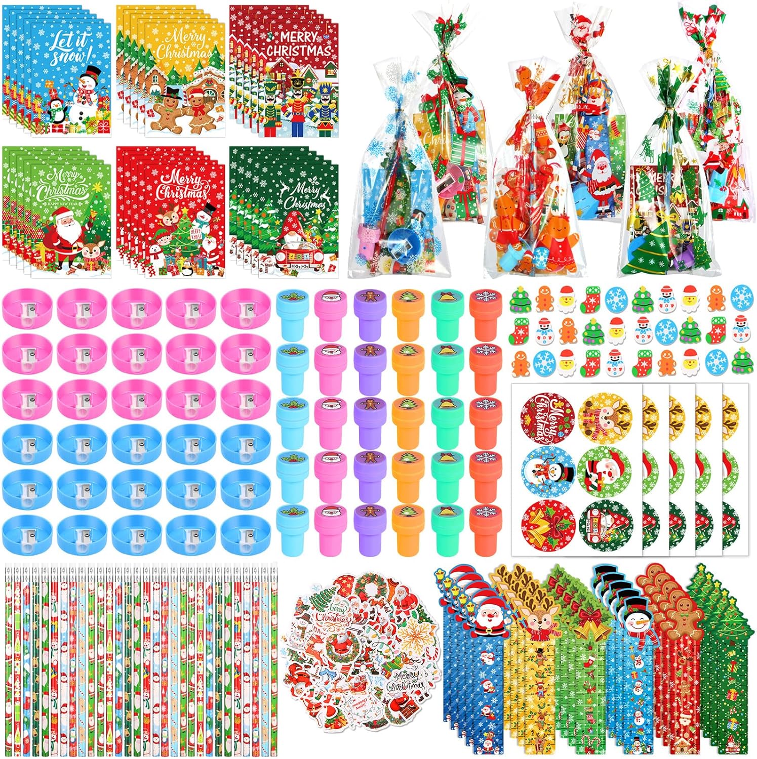 Christmas Stationery Party Favors Bundle - 340 Pcs for Festive Fun!