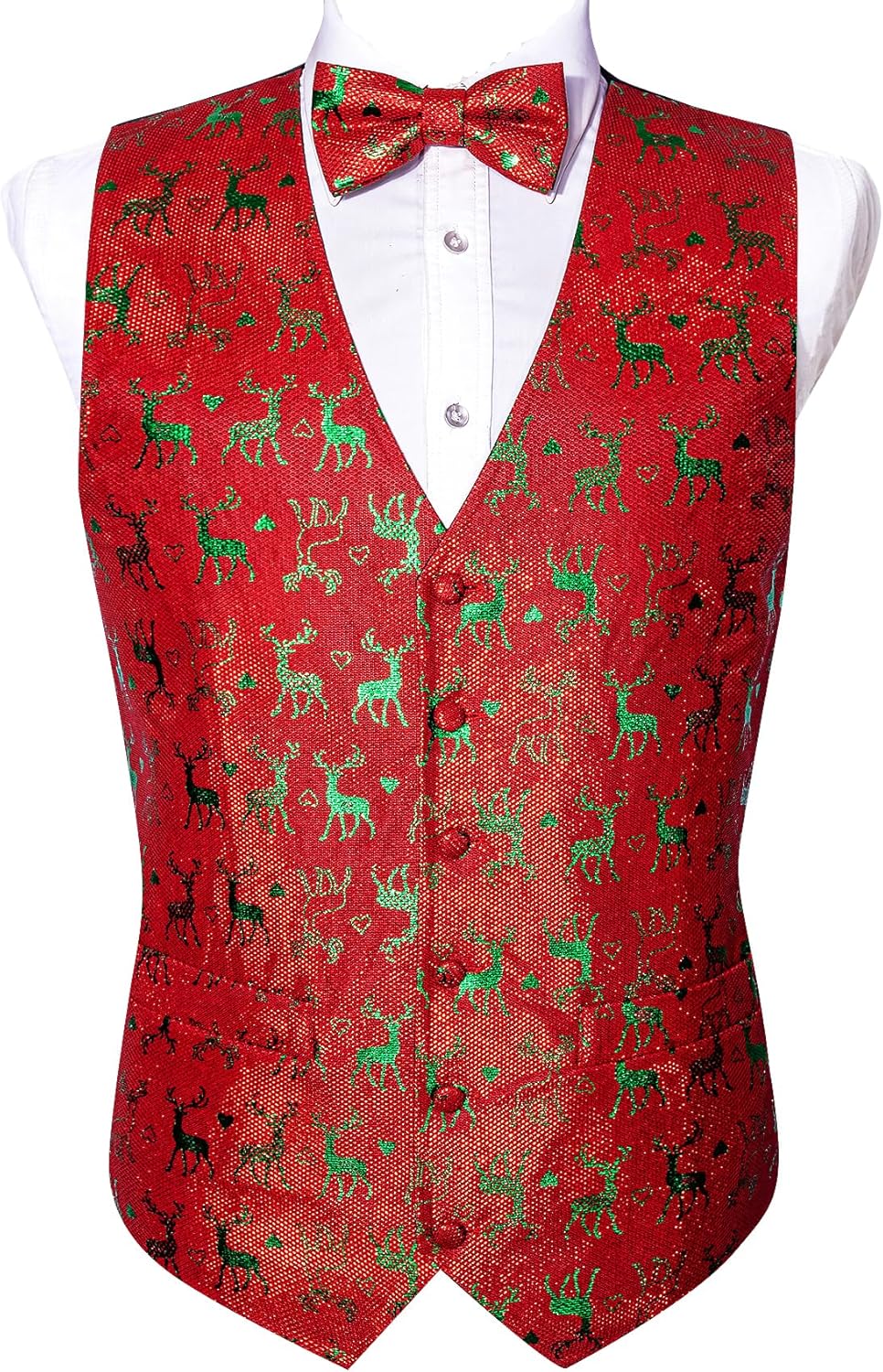 Mens Christmas Vest Set with Bow Tie for Festive Celebrations