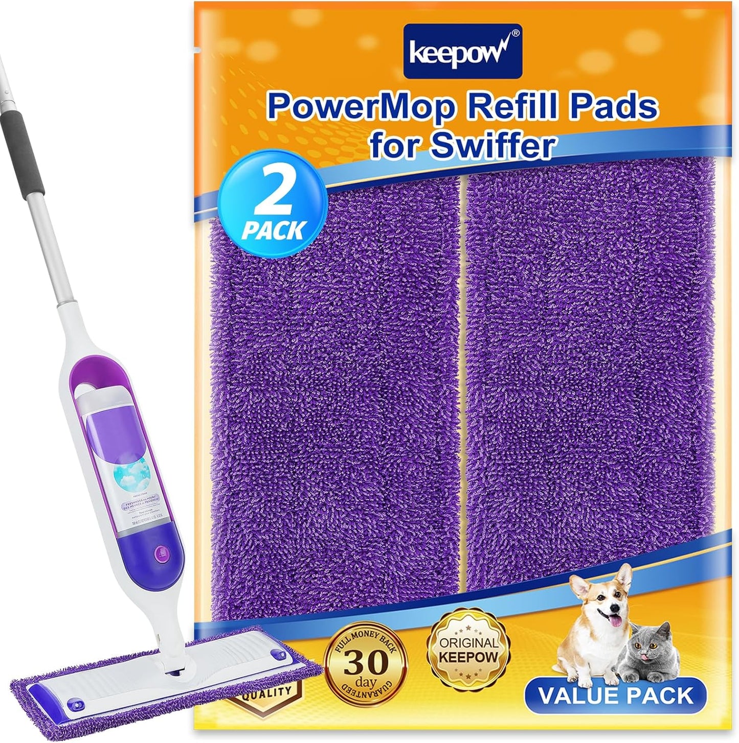 Microfiber Refill Pads: Swiffer Power Mop, 2 Pack