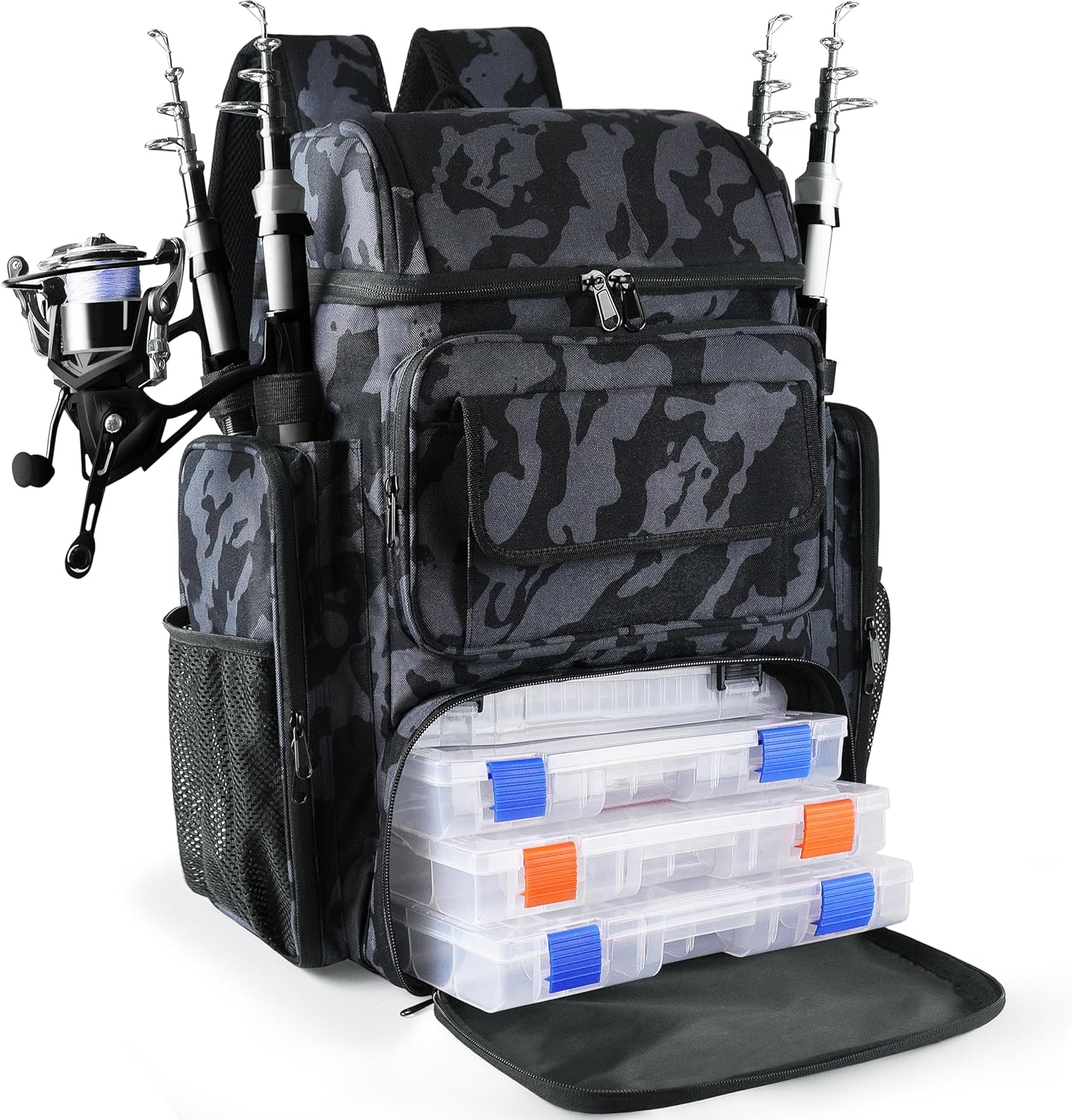 Fishing Tackle Backpack with Rod Holders for Outdoor Adventures