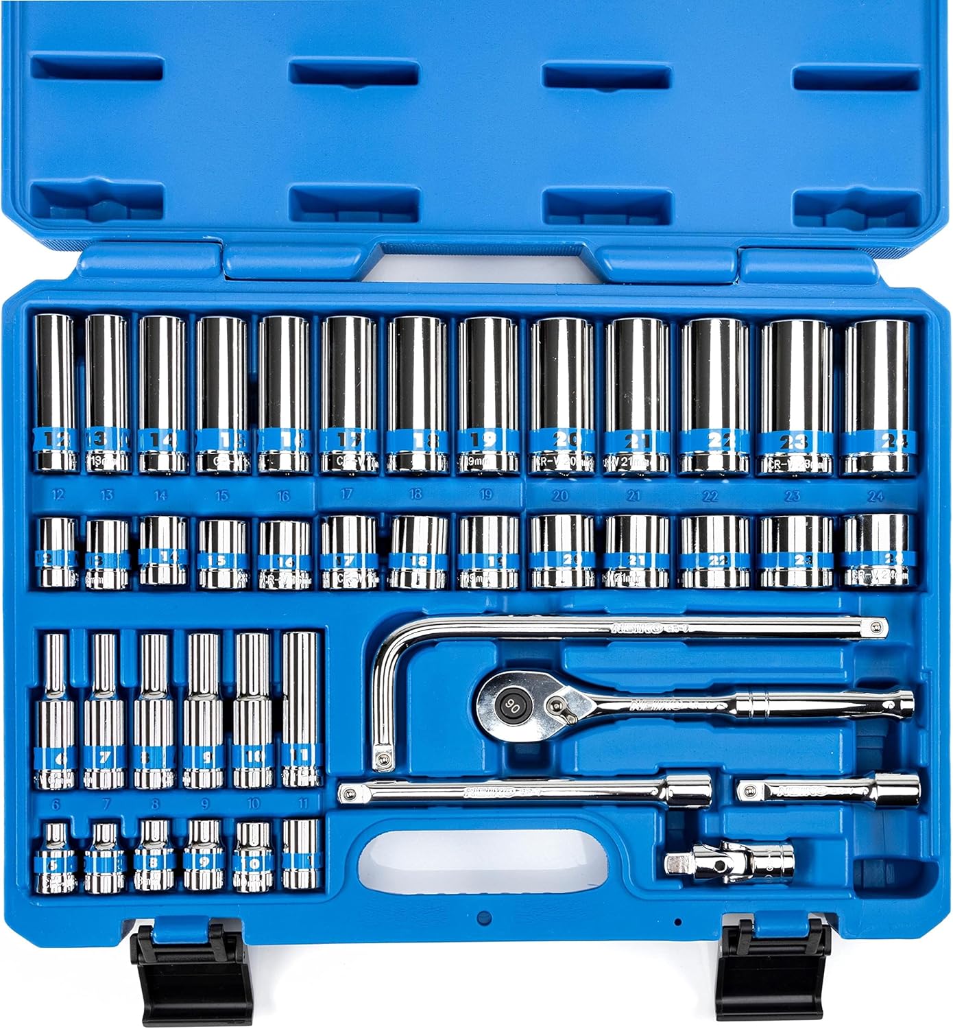 NEIKO 02512A 3/8 Drive Socket Set with Quick Release Ratchet