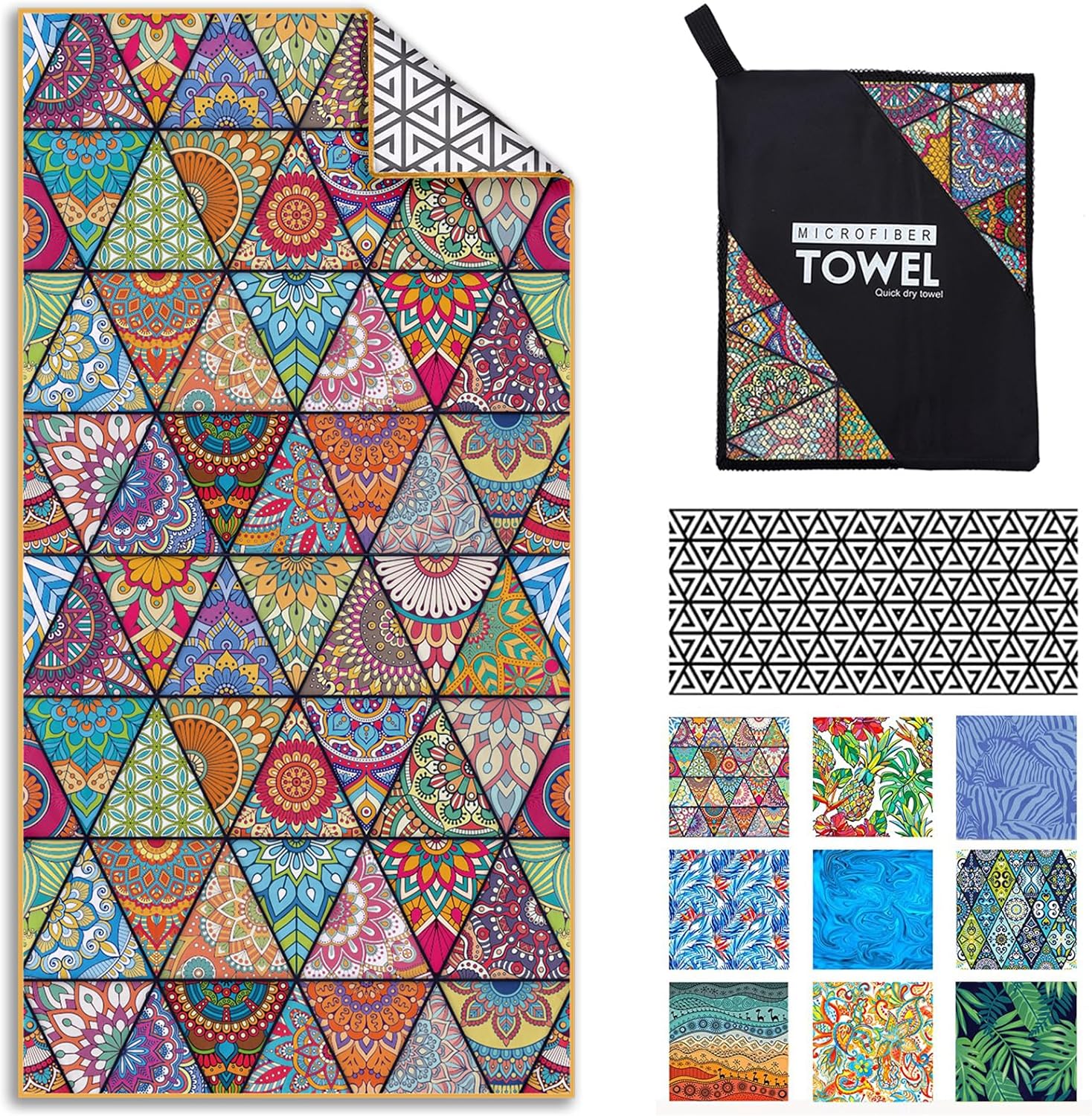 Large Sand-Free Quick Dry Microfiber Beach Towel - Perfect for Travel & Pool