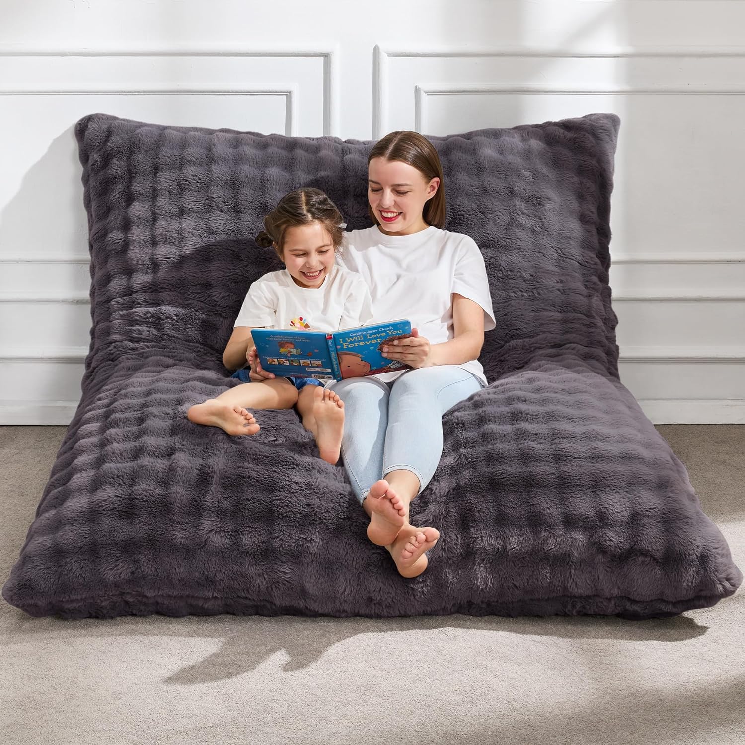 Hobestluk 3 in 1 Giant Bean Bag Chair for Adults with Bubble Cover