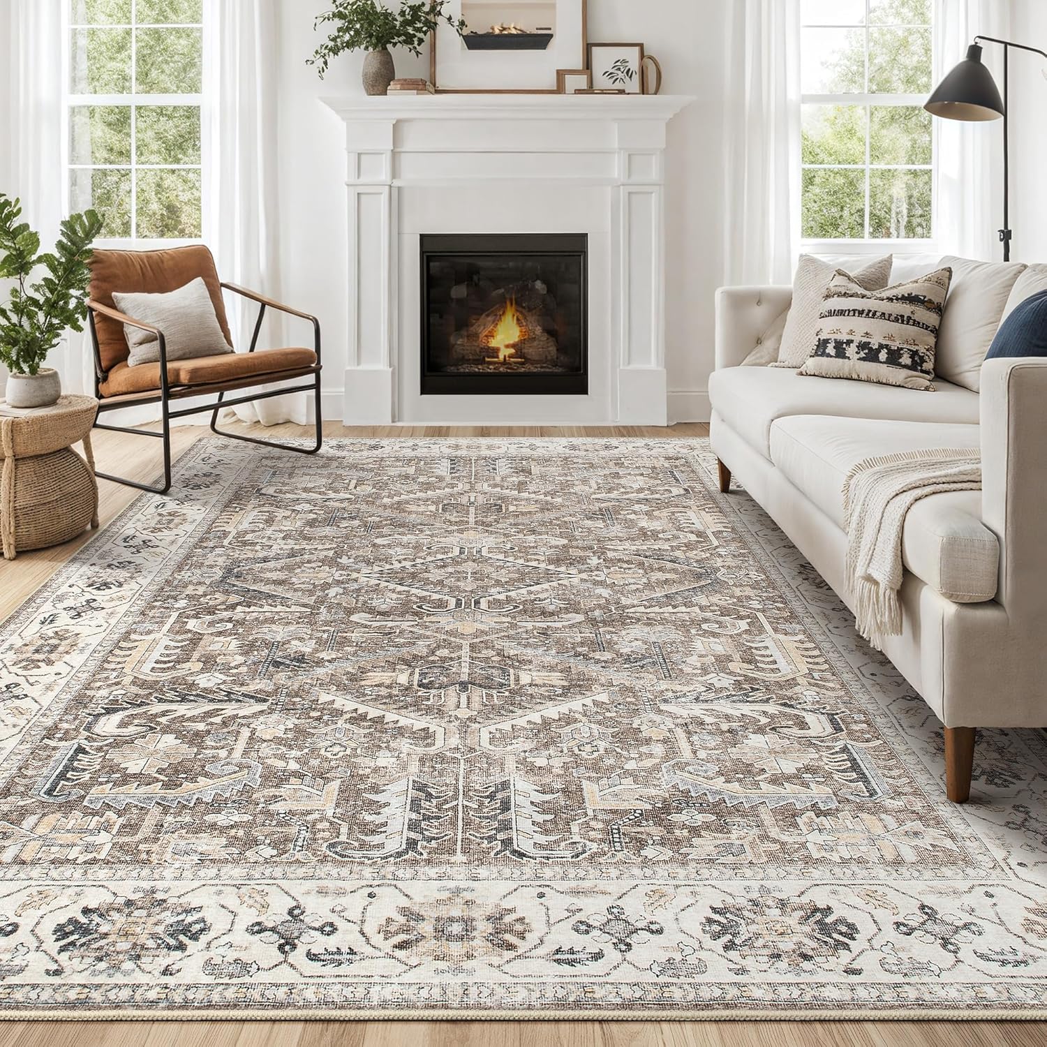 Vintage Area Rugs 5x7 for Living Room - Soft Washable Carpet