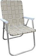 Lawn Chair USA Folding Aluminum Webbed Chair - Classic Tan Stripe