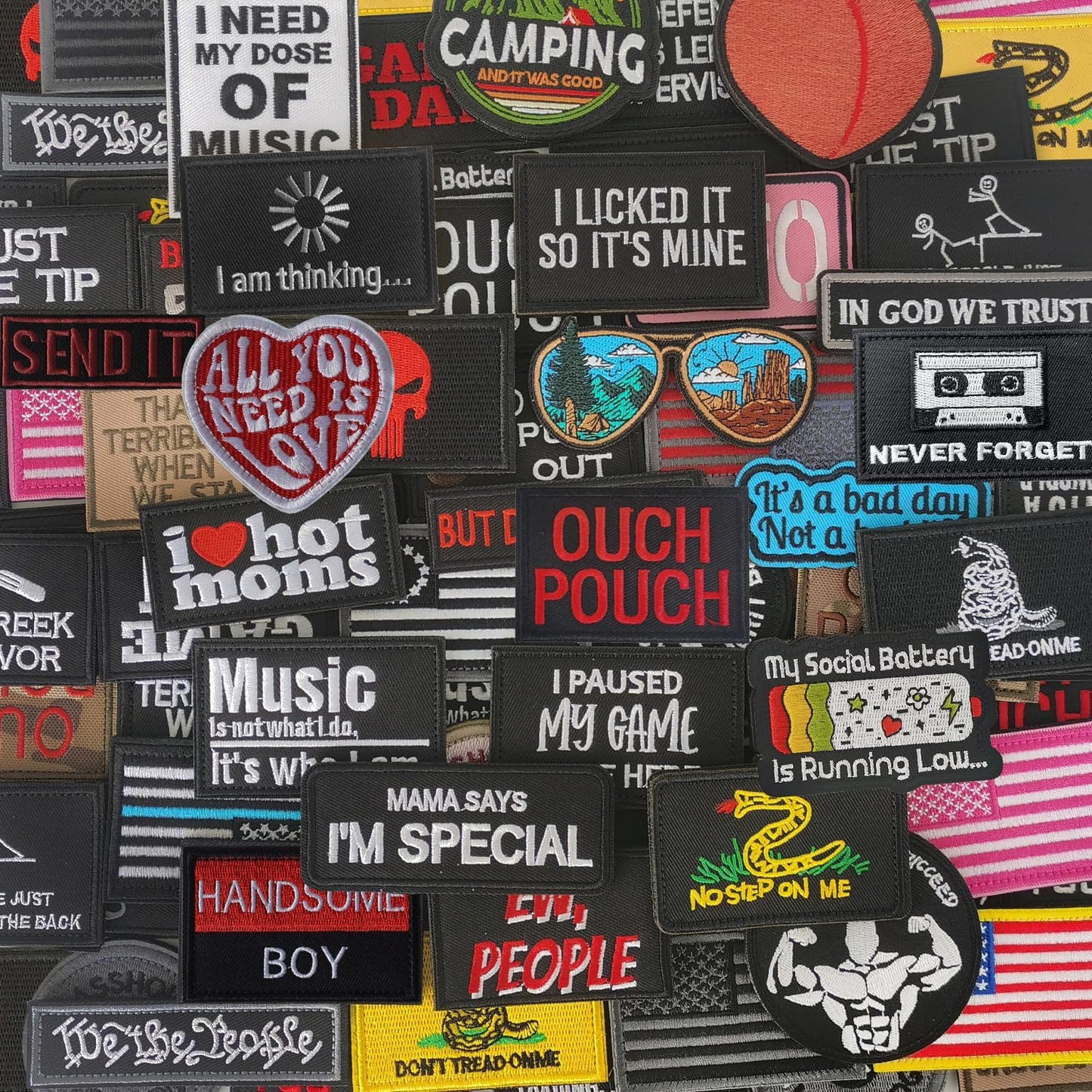 50 Pieces Tactical Morale Patches Bundle for Caps and Bags