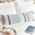 Coastal Blue Decorative Lumbar Pillow Cover 14x36 - Boho Textured