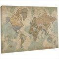 World Map on Canvas in Vintage Earth Tones - Travel Map