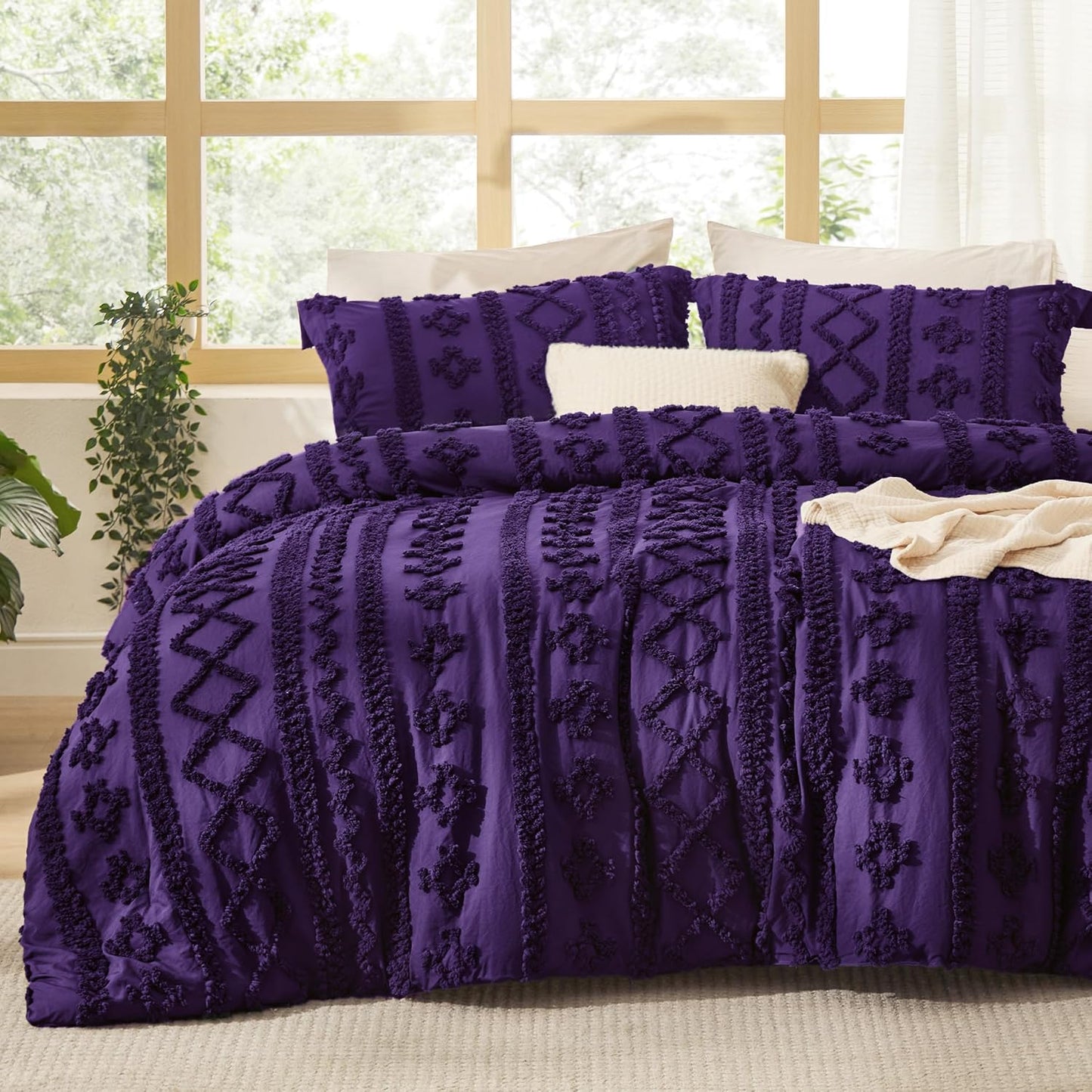 Boho Comforter Set Twin Size - Elegant Tufted Bedding Set
