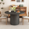 Round Dining Table for 4 47 in - Modern Farmhouse Black Base