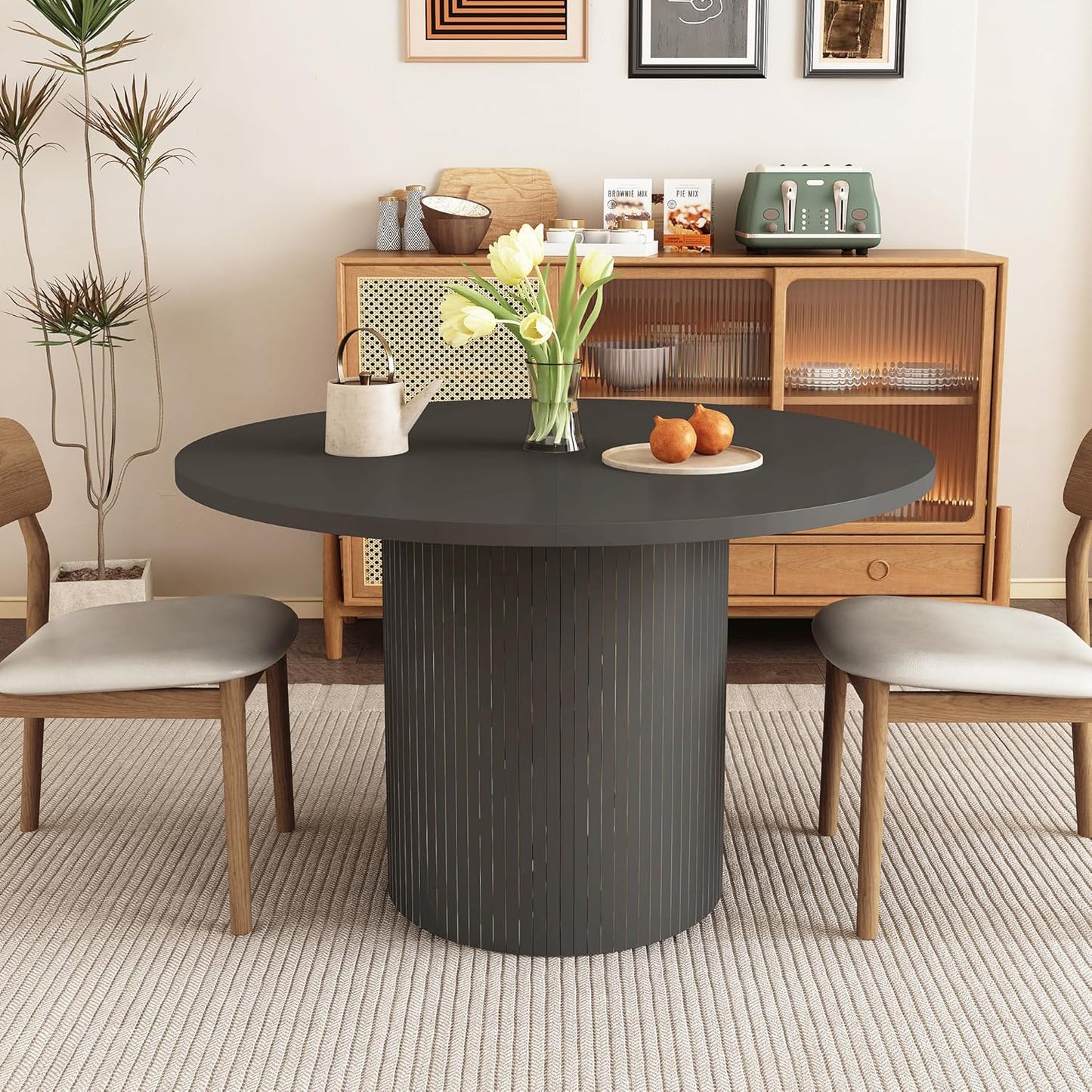 Round Dining Table for 4, Modern Farmhouse Kitchen Table