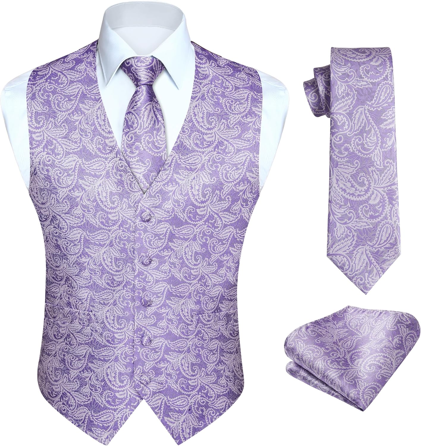 HISDERN Men's Vest Tie Set for Weddings and Formal Events
