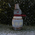 30 in Metal Barrel Snowman Lighted Holiday Decor - Warm White Glow