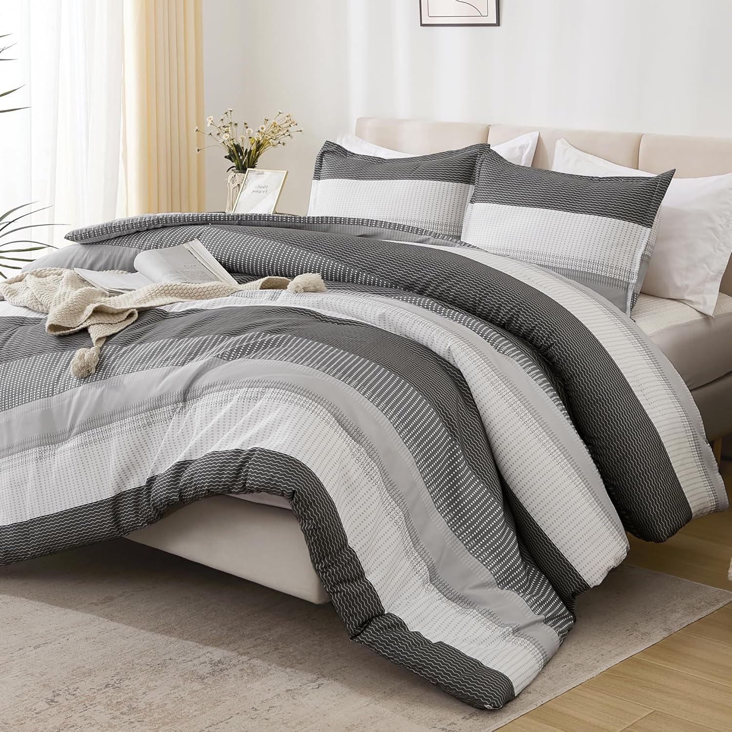 Litanika Dark Grey Comforter Set Super King Plus for All Seasons