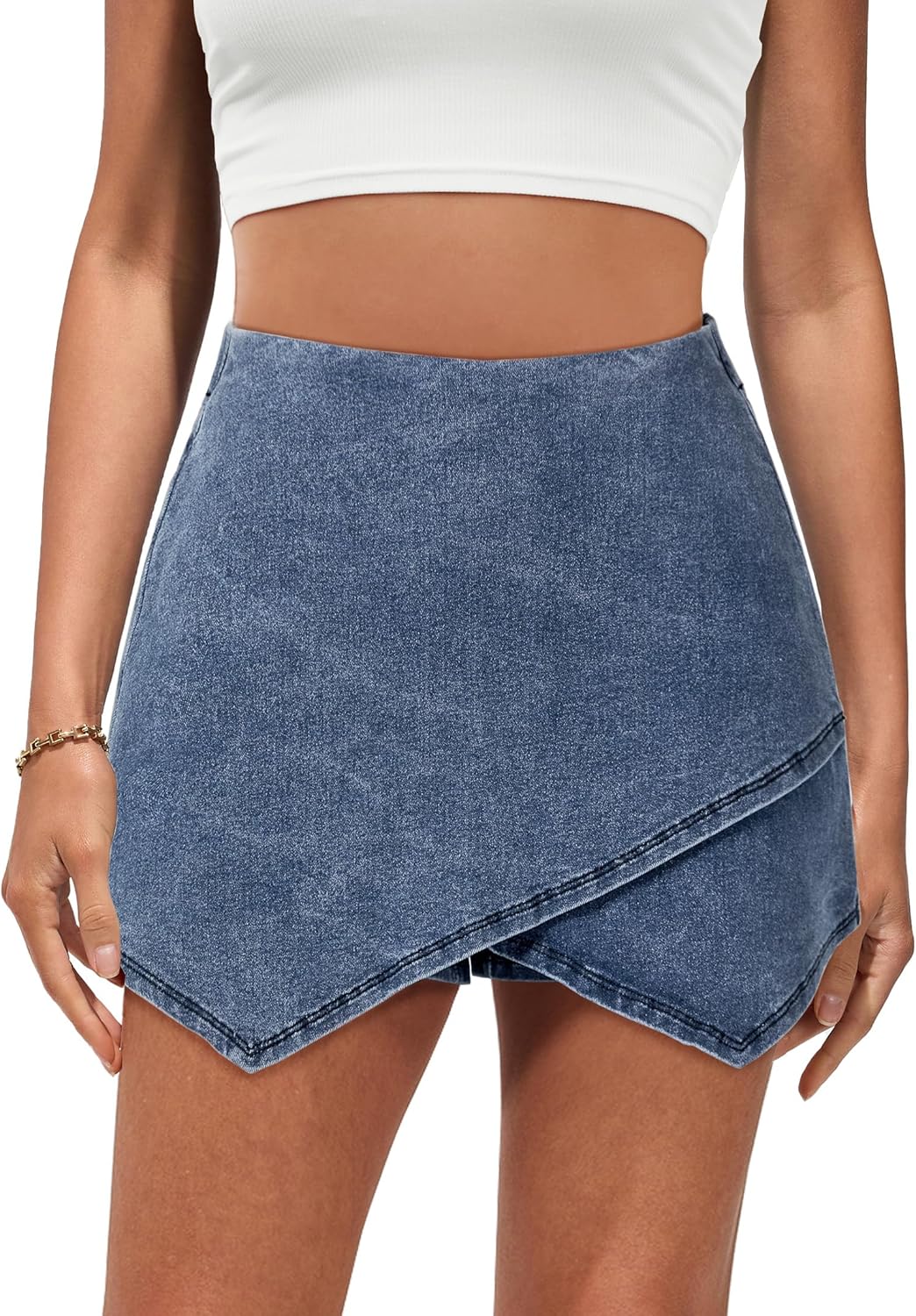 Luvamia Jean Skorts for Women: High Waisted Stretchy Denim