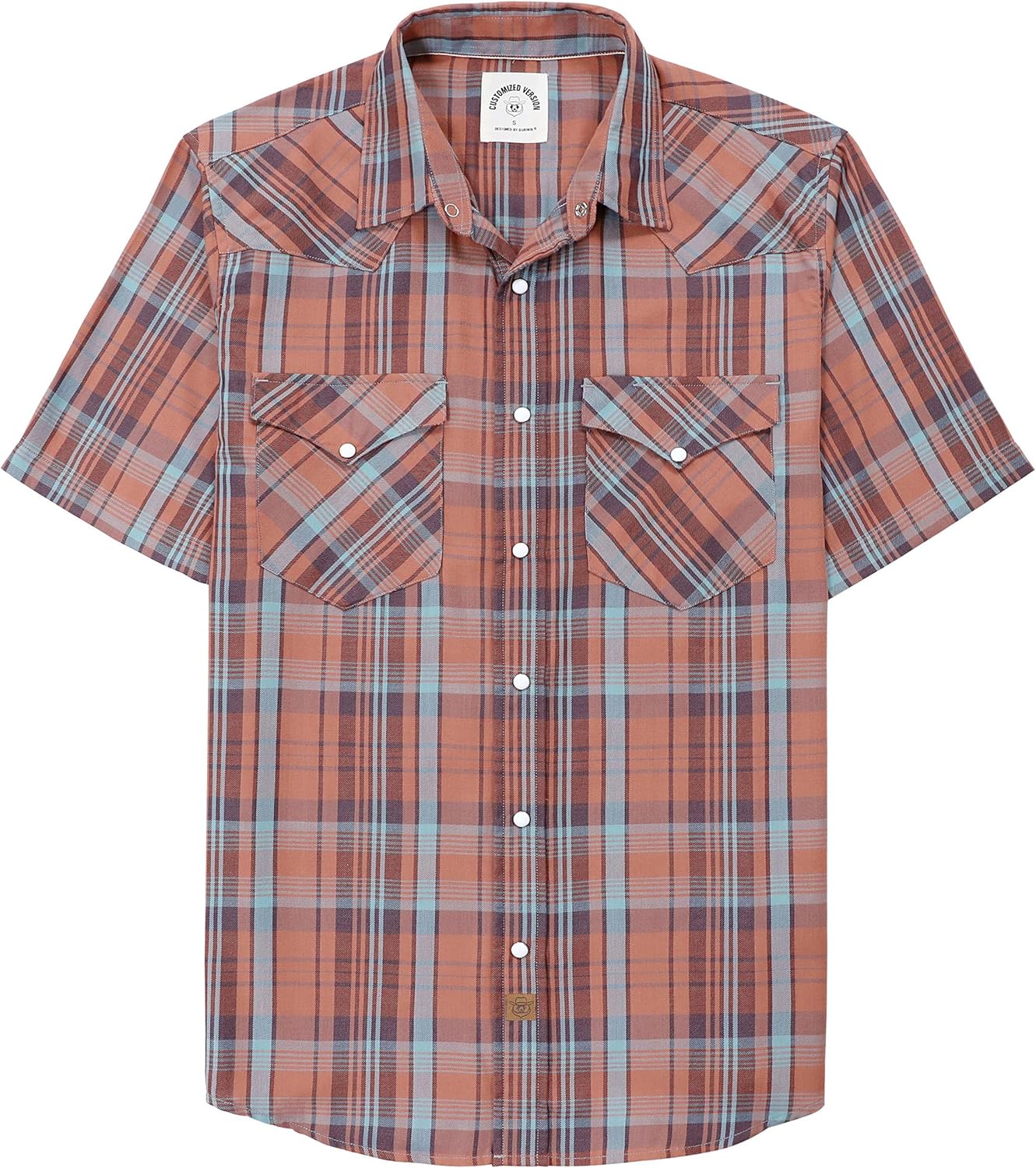 Stylish Mens Short Sleeve Western Cowboy Plaid Snap Shirts