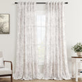 Vintage Floral Curtains 100 in Long Grey Patterned Linen - Farmhouse