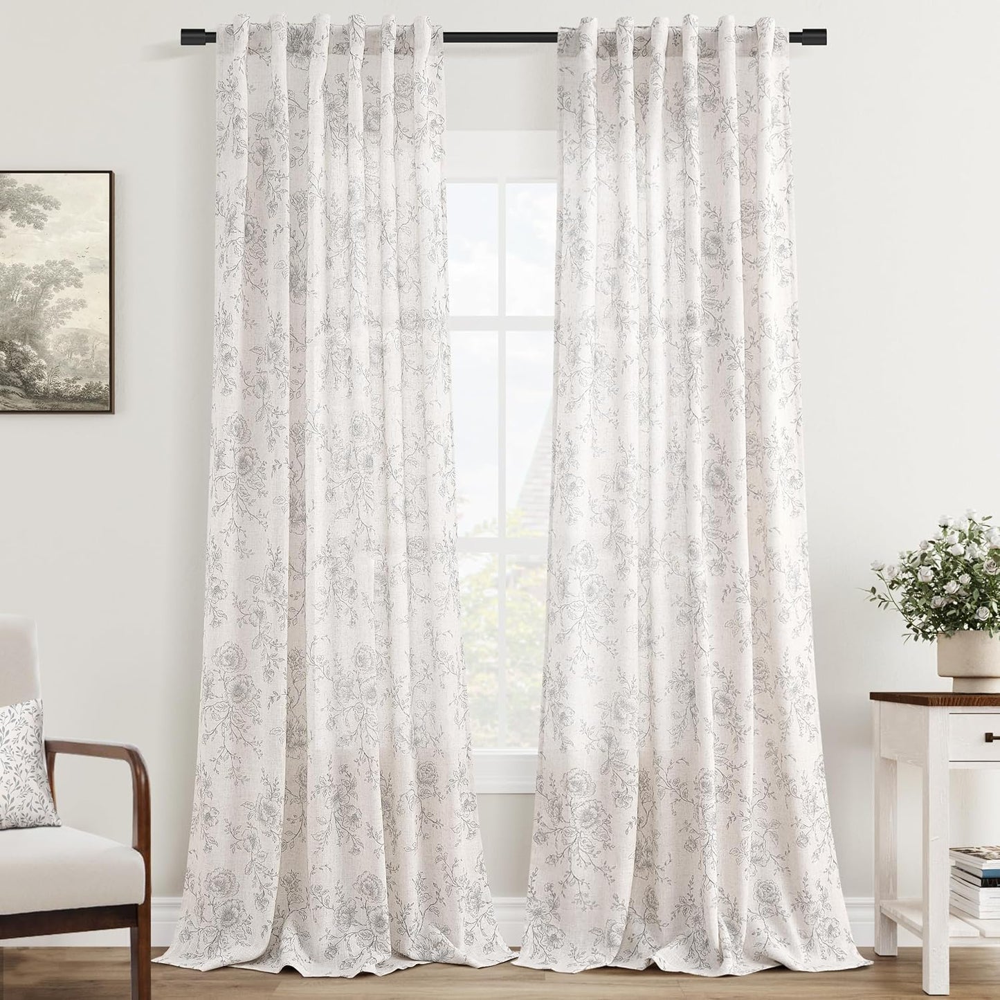 Vintage Floral Curtains - Elegant 100 Inch Long Drapes for Home