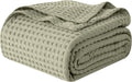100% Cotton Waffle Blanket Full Size 88x88 - Lightweight All-Season