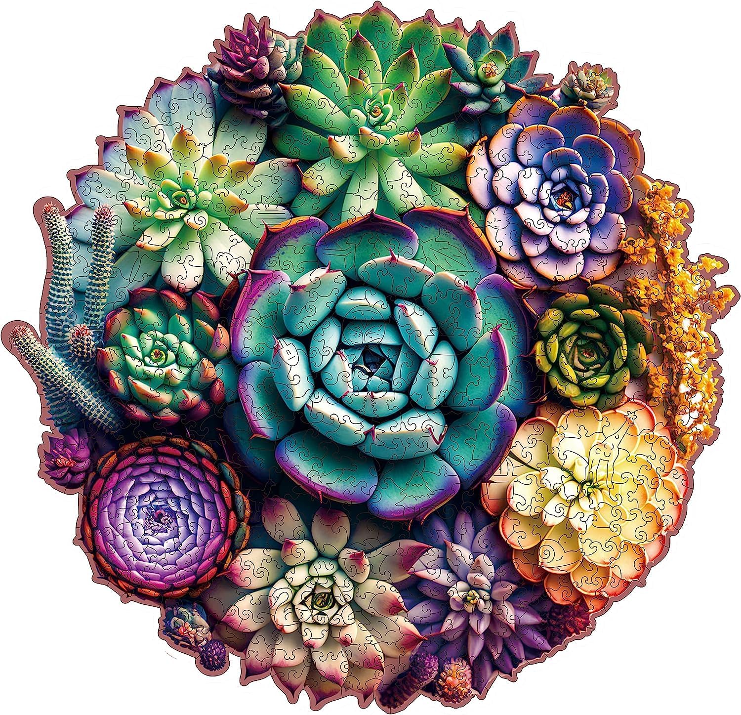 Unique Wooden Jigsaw Puzzles - Mandala Succulent Plants 500 Pcs