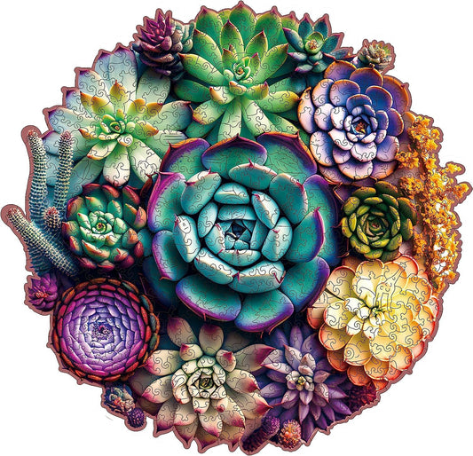 Unique Wooden Jigsaw Puzzles - Mandala Succulent Plants 500 Pcs