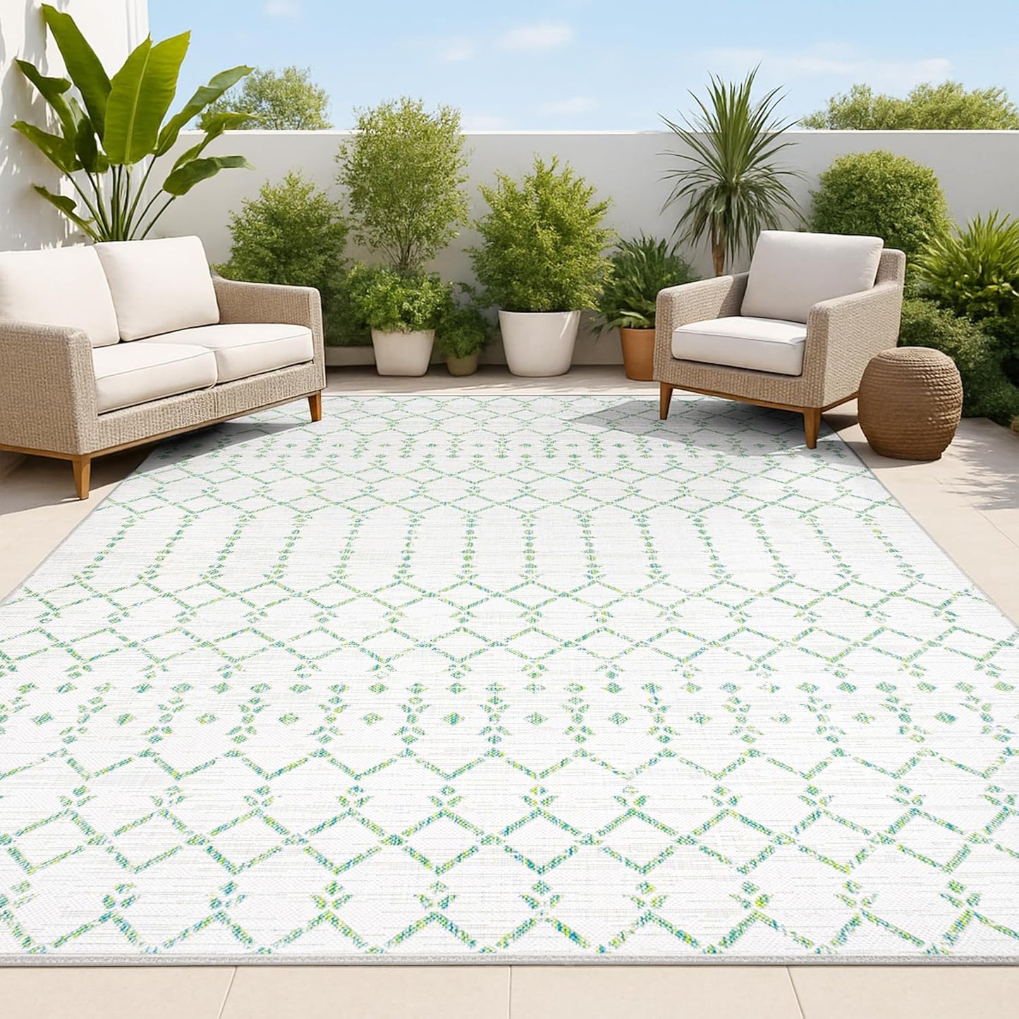 Moroccan Geometric Indoor Outdoor Area Rug 4X6 for High Traffic
